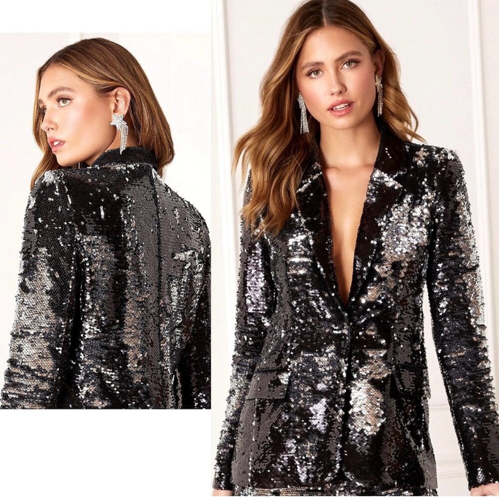 Beautiful Black and silver sequins blazer.